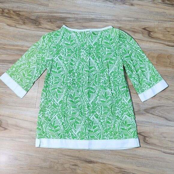 🦋Vintage Lilly Pulitzer Lime Leaf & Giraffe Print 3/4 Sleeve Tunic Top XSmall - Picture 3 of 13